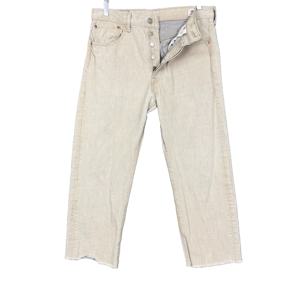 Levis Jeans Mens 33 Beige 501 XX White Oak Cone Denim Button Fly Cut Off‎ 32x24